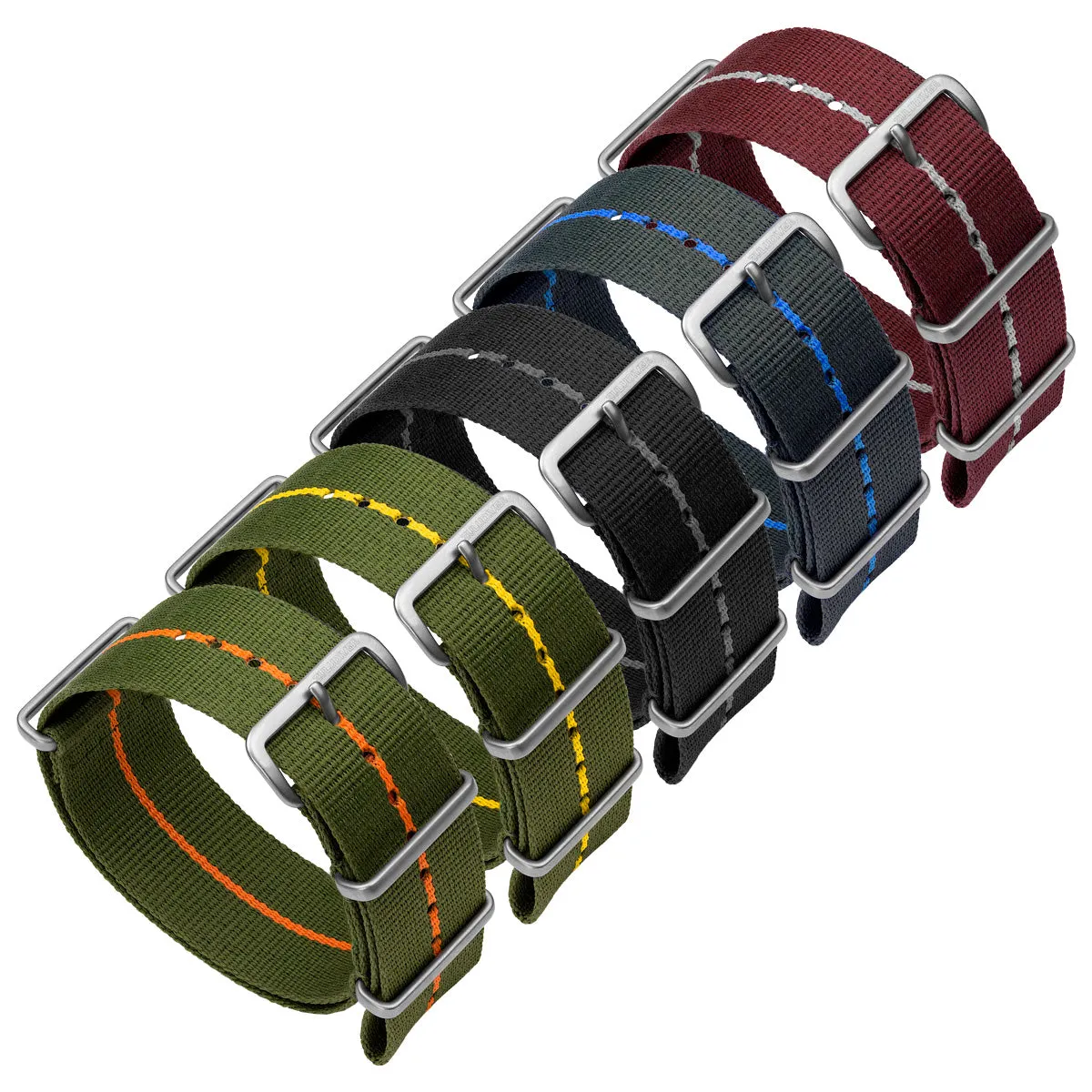1973 British Military Watch Strap: CADET Marine Nationale - Blue, Red Stripe