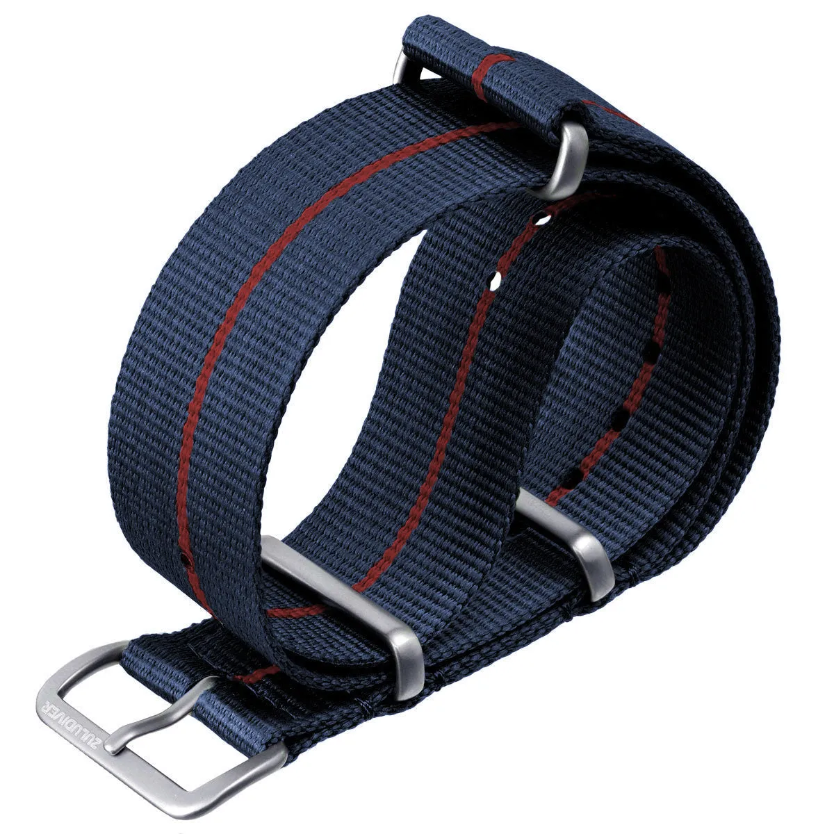 1973 British Military Watch Strap: CADET Marine Nationale - Blue, Red Stripe