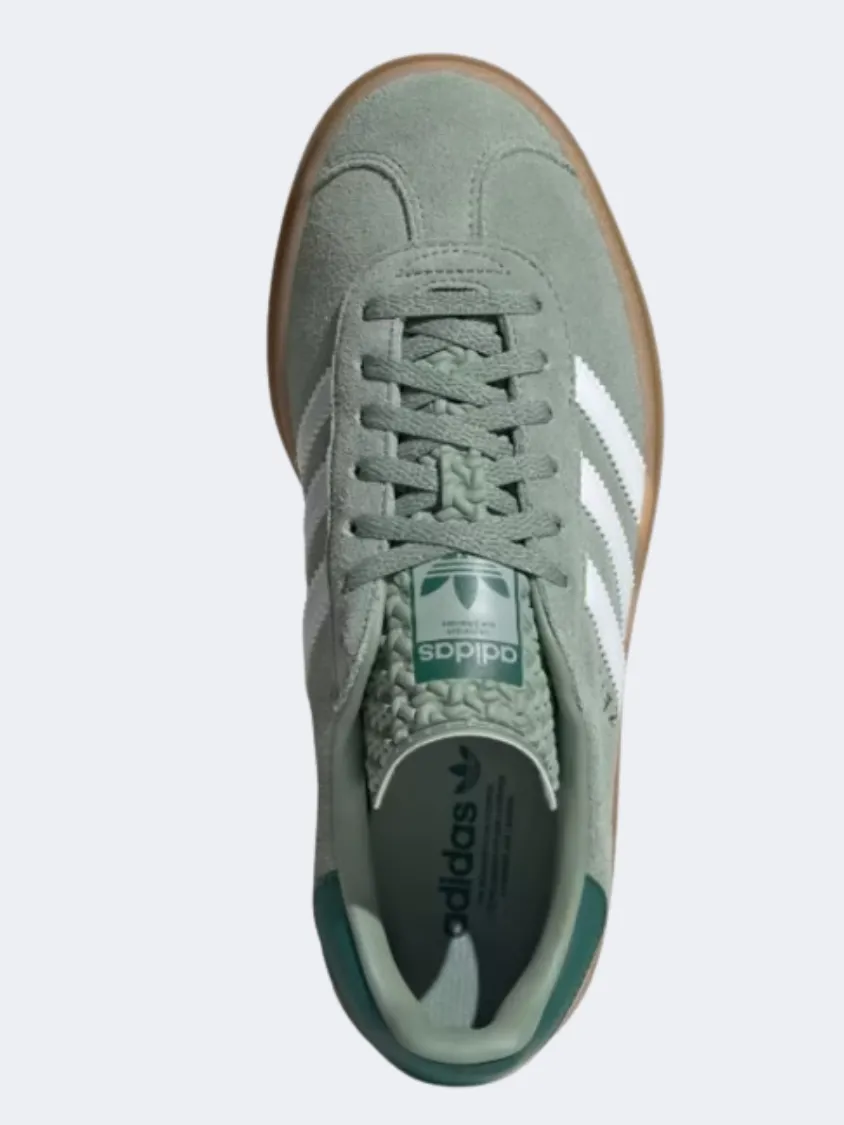 Adidas Gazelle Bold Women Original  Shoes Silver Green/White