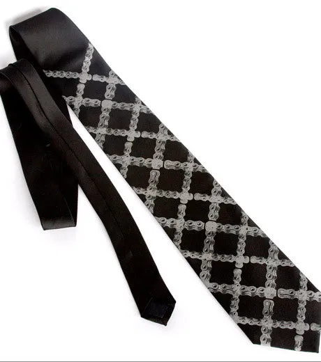 Bike Chain Tartan Silk Necktie