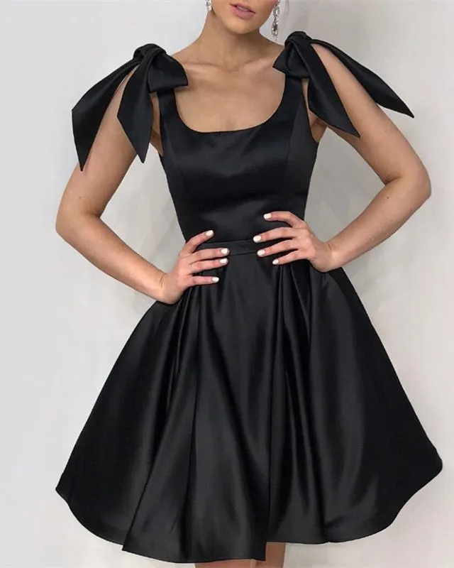 Elegant Yellow Satin Homecoming Dresses,Blue Black 8th Grade Prom Dress,Wedding Party Dress