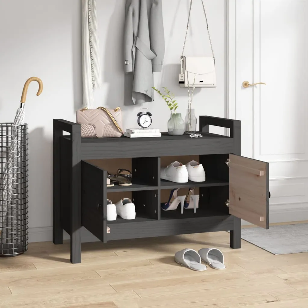Hall Bench Grey 80x40x60 cm Solid Wood Pine