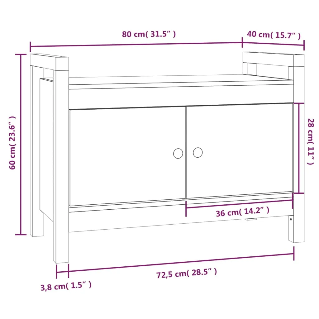 Hall Bench Grey 80x40x60 cm Solid Wood Pine