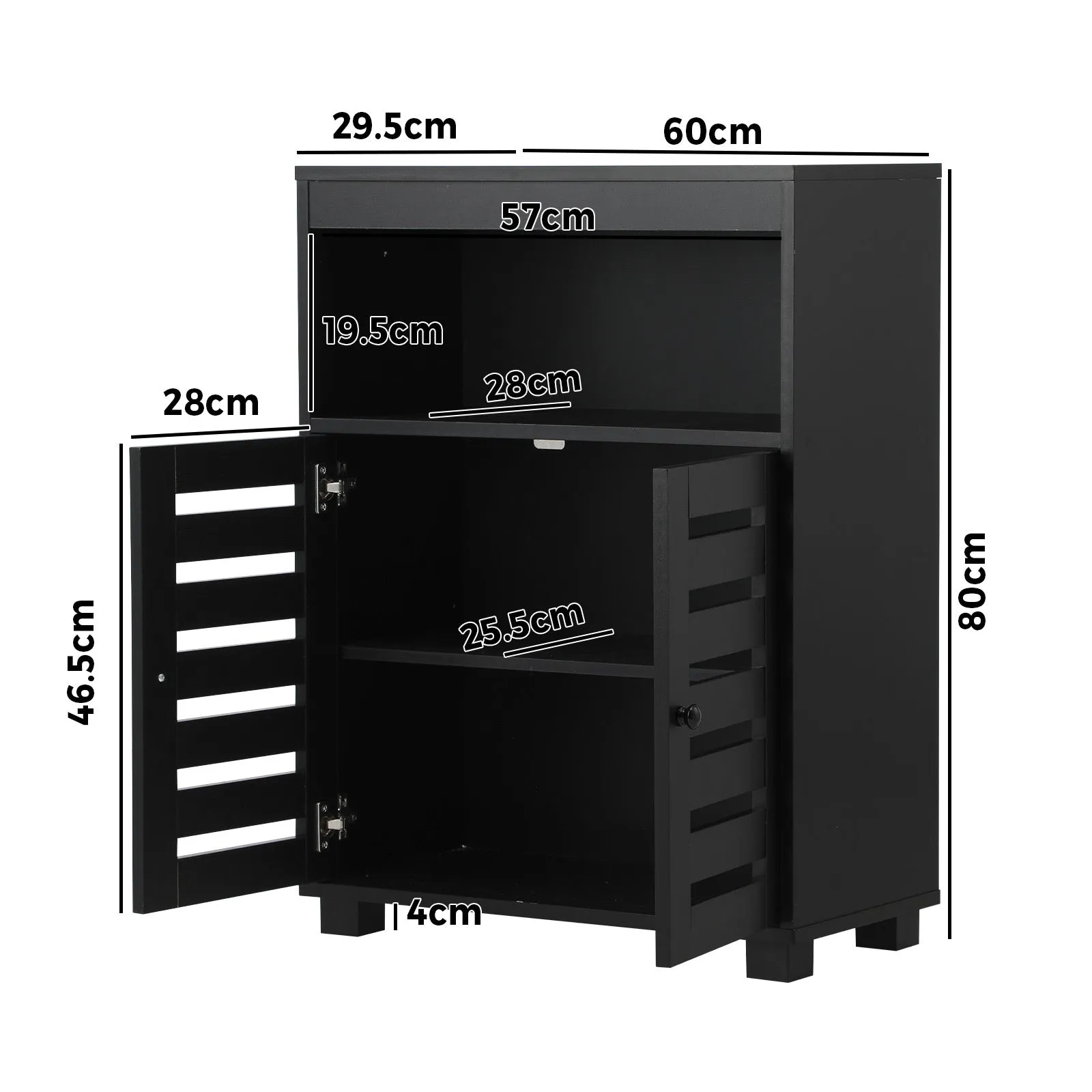 Oikiture Shoe Rack Shoes Storage Cabinet Organiser Shelf 2 Doors Black Set of 2