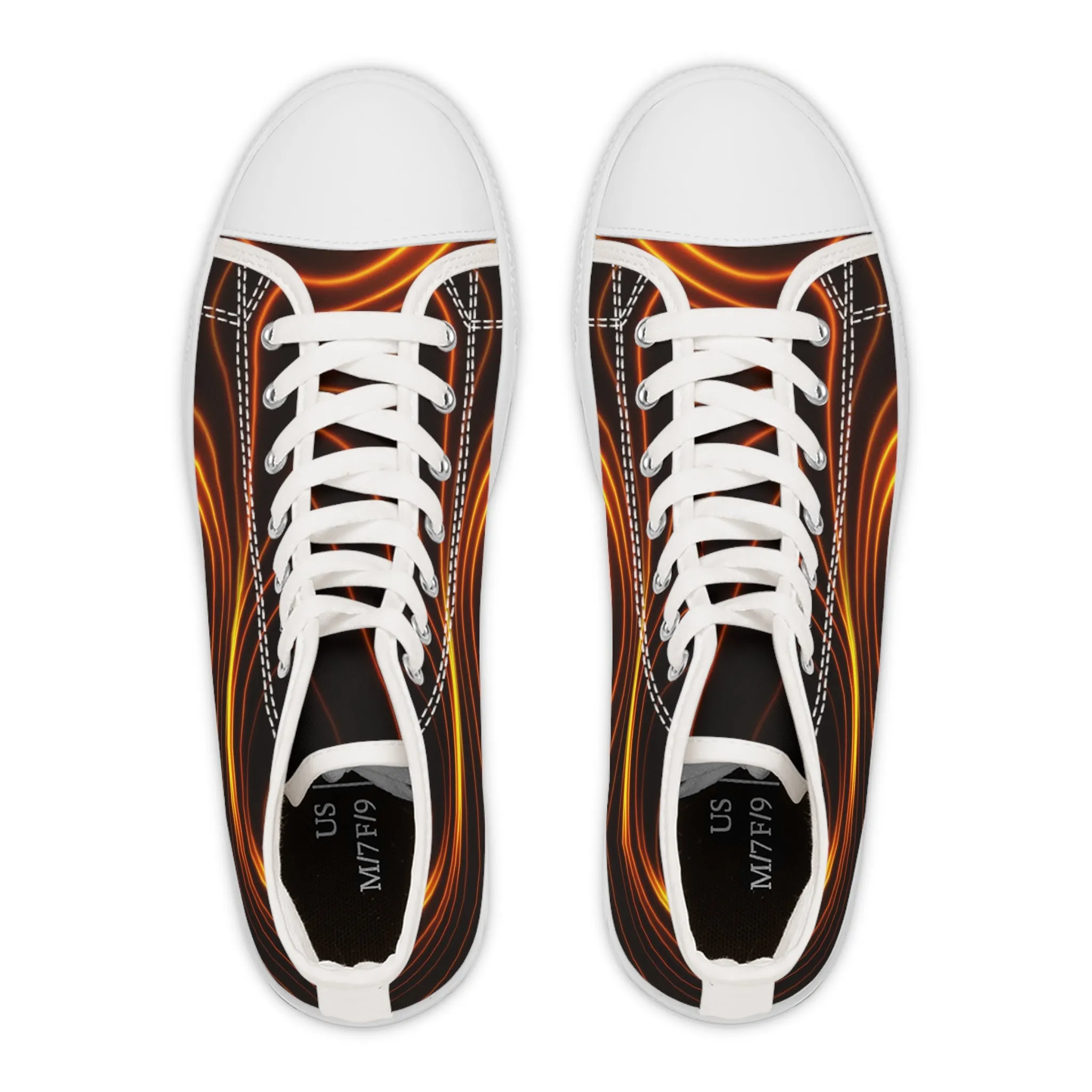 Orange Neon Glow Women's High Top Sneakers