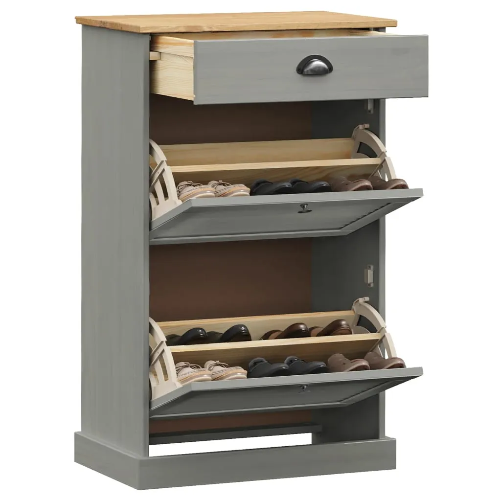 Shoe Cabinet VIGO 60x35x96 cm Grey Solid Wood Pine