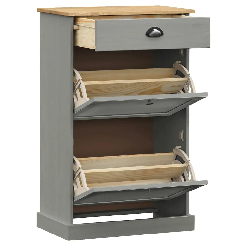 Shoe Cabinet VIGO 60x35x96 cm Grey Solid Wood Pine