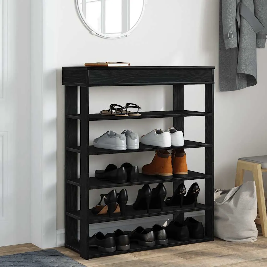 Shoe Rack Black 80x30x98 cm Engineered Wood
