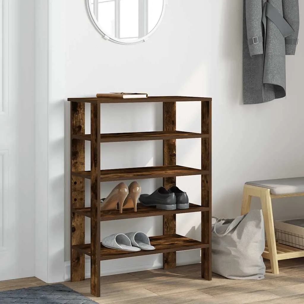 Shoe Rack Smoked Oak 61x32x87.5 cm Engineered Wood