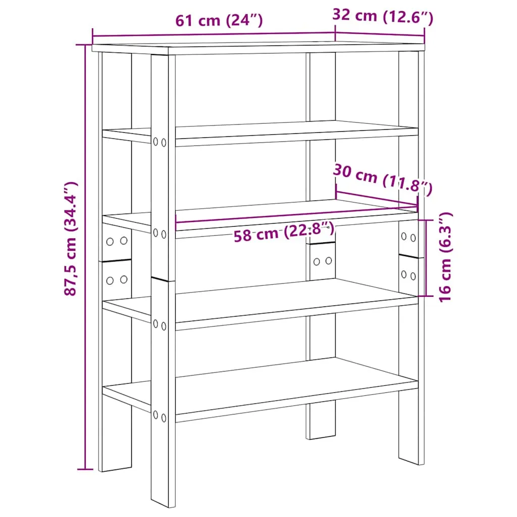 Shoe Rack Smoked Oak 61x32x87.5 cm Engineered Wood