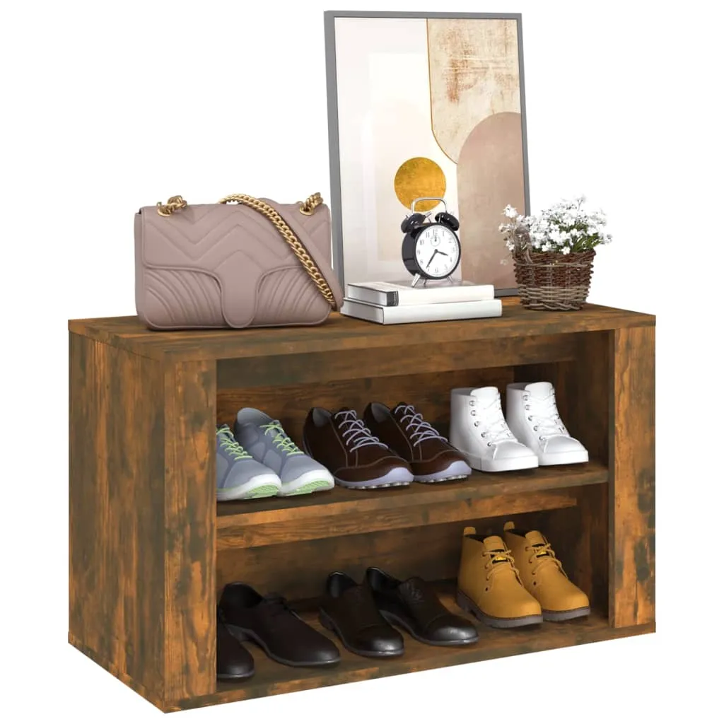 Shoe Rack Smoked Oak 75x35x45 cm Engineered Wood