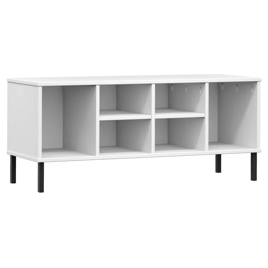 Shoe Rack with Metal Legs White 106x35x45 cm Solid Wood OSLO