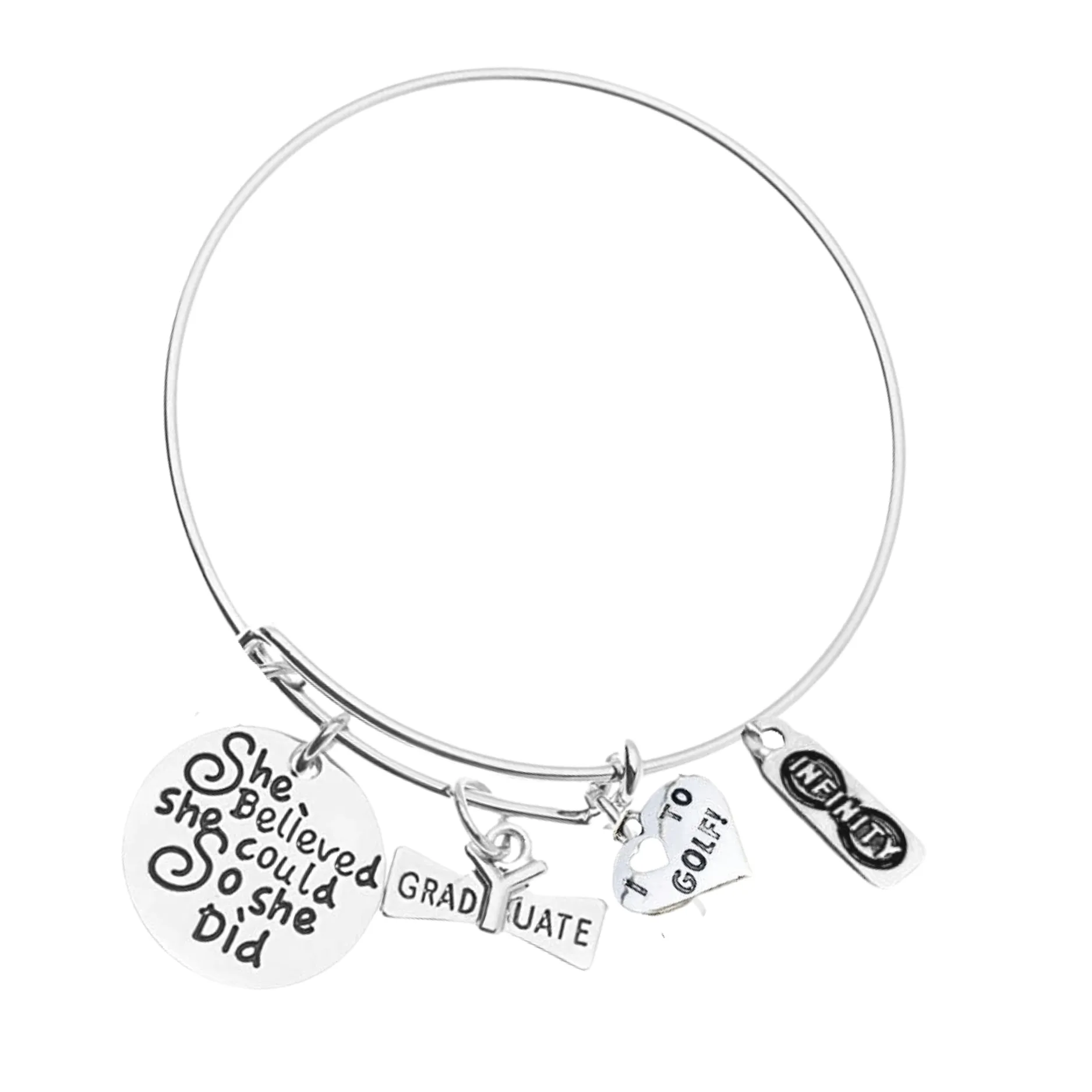 Sports Graduation Bracelet - She Believed She Could- Pick Activity