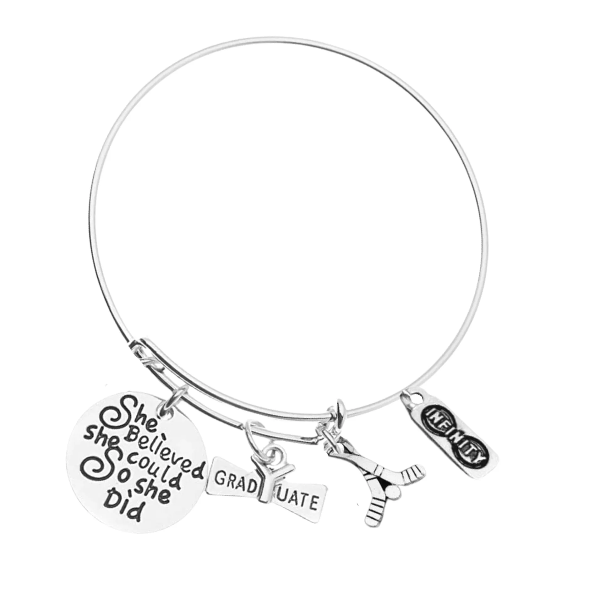 Sports Graduation Bracelet - She Believed She Could- Pick Activity