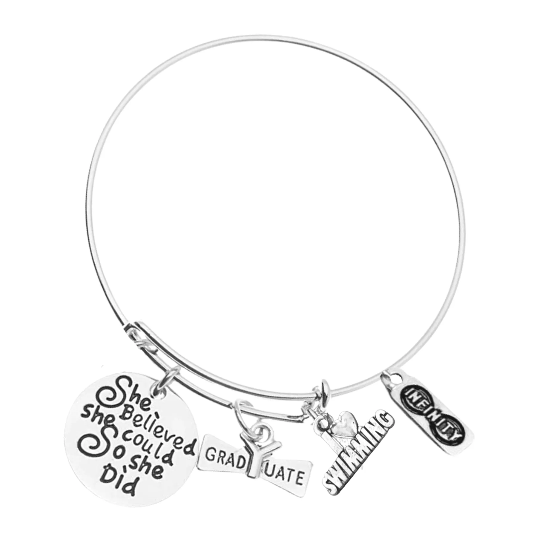 Sports Graduation Bracelet - She Believed She Could- Pick Activity