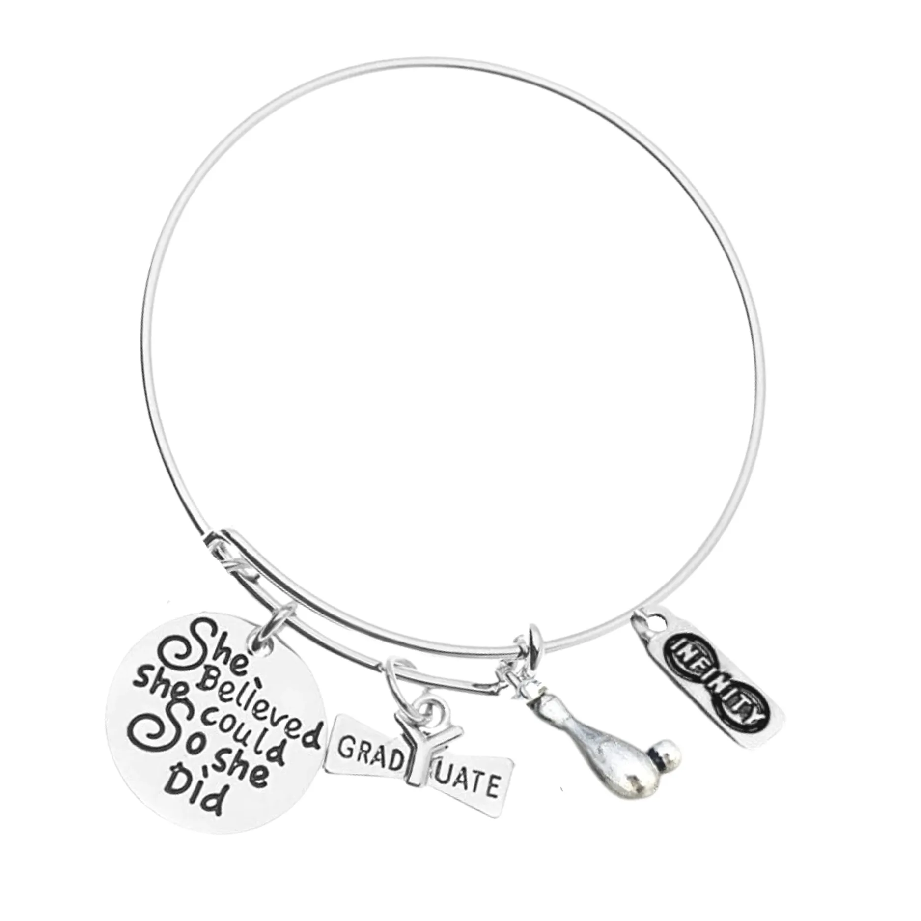 Sports Graduation Bracelet - She Believed She Could- Pick Activity