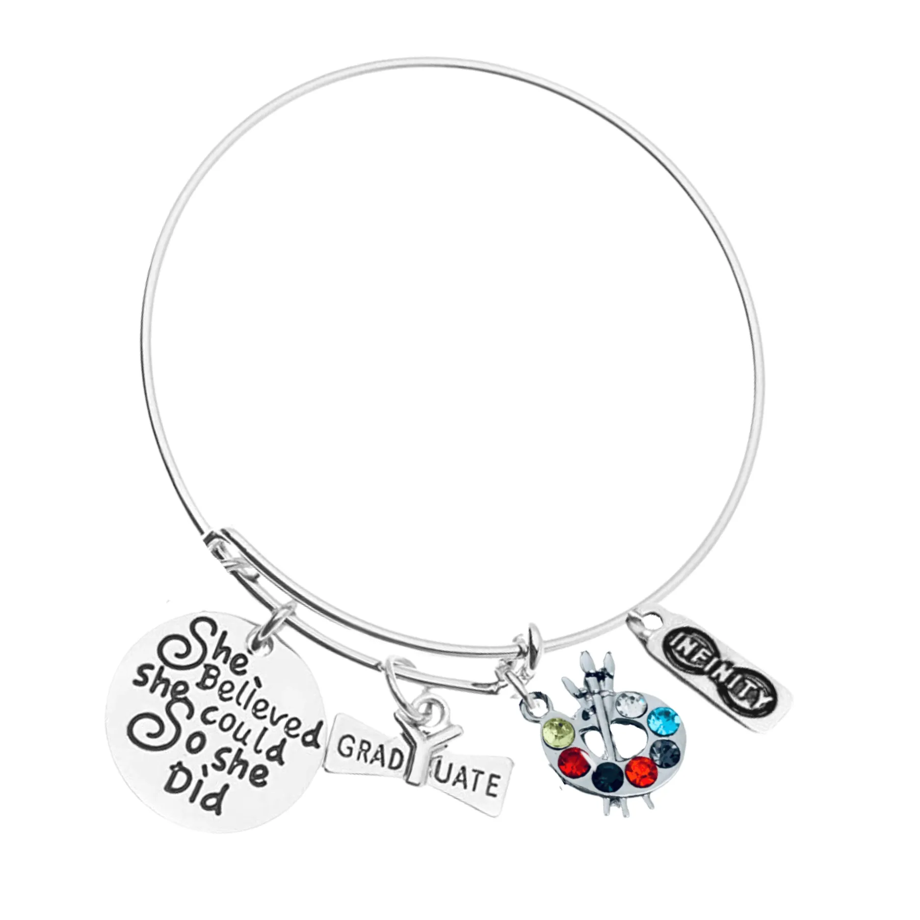 Sports Graduation Bracelet - She Believed She Could- Pick Activity