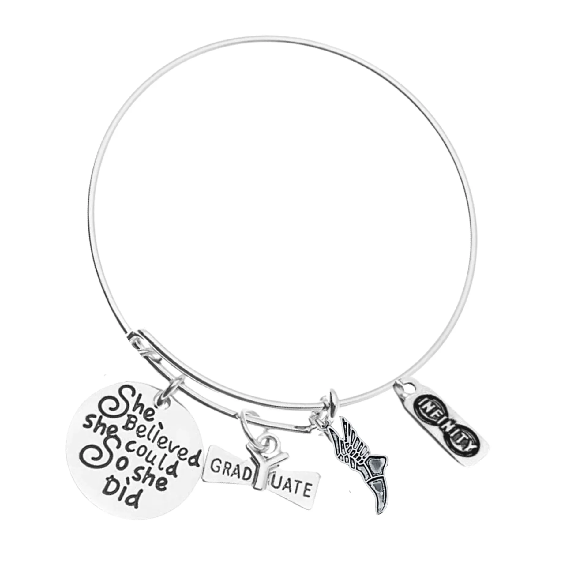 Sports Graduation Bracelet - She Believed She Could- Pick Activity